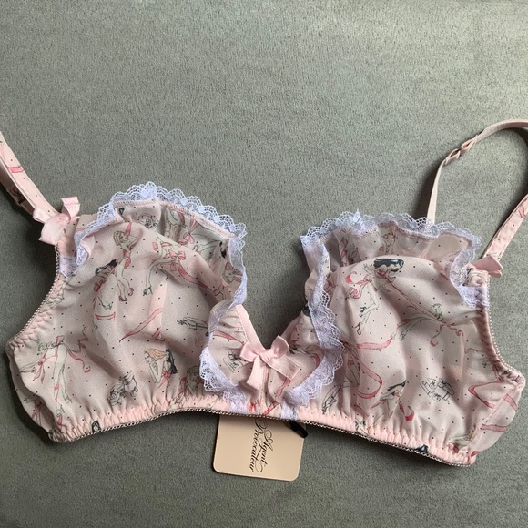 $145 Agent Provocateur Cinta Pastel Pink georgette soft-cup triangle bra M/3 - Picture 6 of 16